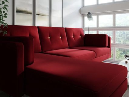 Диван Арско Ингвар угловой трехместный красный Длина 240 см