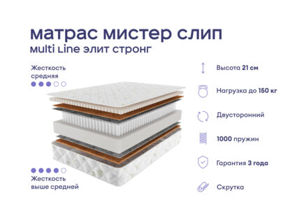 Кровать Димакс Амадора + матрас Мистер Слип Multi Line элит стронг 1425