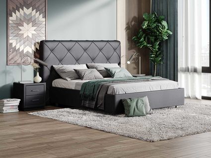 Кровать Сонум Manhattan Экокожа Белая (с подъемным механизмом) 140х190