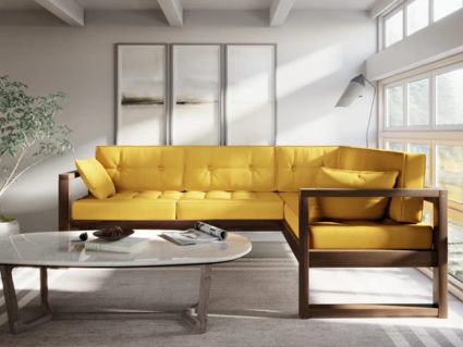 Диван Арско Астер угловой трехместный желтый