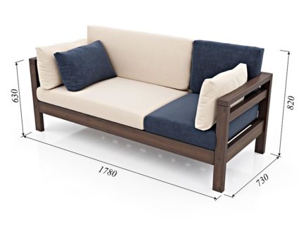 Диван Арско Домино трехместный сине-бежевый