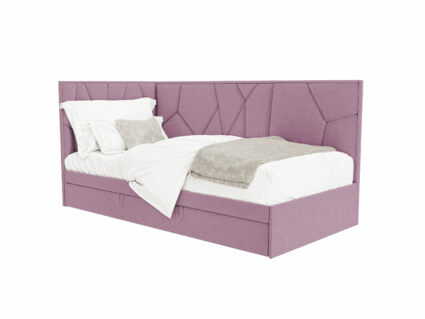Кровать Beautyson Helga угловая (с ящиком) велюр Formula 392 розовый 253