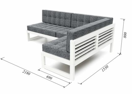 Диван Арско Сега угловой трехместный серый Длина 218 см