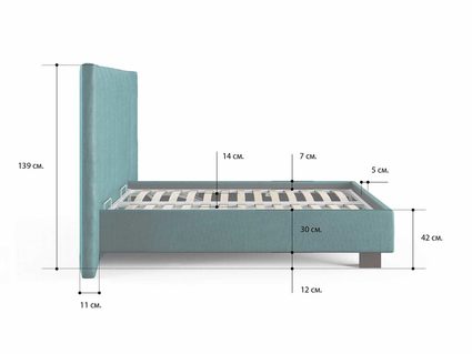 Кровать Сонум Barbara Рогожка Графит 200х200