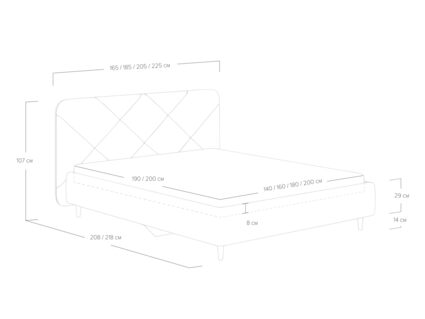 Кровать Сонум Taylor Рогожка зелёный (с подъемным механизмом) 160х200