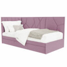 Кровать Beautyson Helga угловая (с ящиком) велюр Formula 392 розовый 120х200